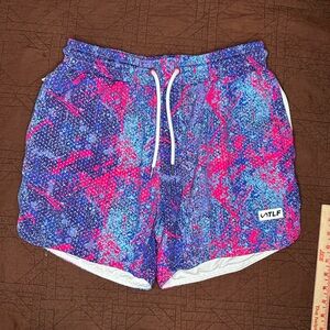 TLF Take Life Further GTS Mesh Shorts Mens Size Large Paint Splatter Design